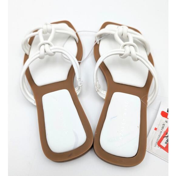 Azalea Wang Stetson Tubular Straps Knot Flat Sandals Women's White Size US6 EU36 - Picture 12 of 12